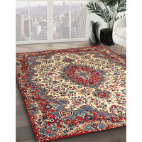 Traditional Light French Beige Brown Medallion Rug, tr2136