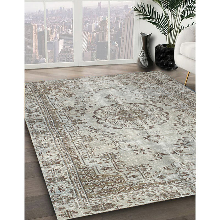 Traditional Khaki Green Persian Rug in Family Room, tr2137