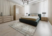 Machine Washable Traditional Khaki Green Rug in a Bedroom, wshtr2137