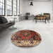 Round Traditional Brown Persian Rug in a Office, tr2138