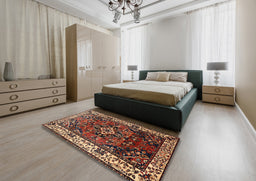 Traditional Brown Persian Rug in a Bedroom, tr2138