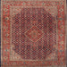 Round Machine Washable Traditional Saffron Red Rug, wshtr2139