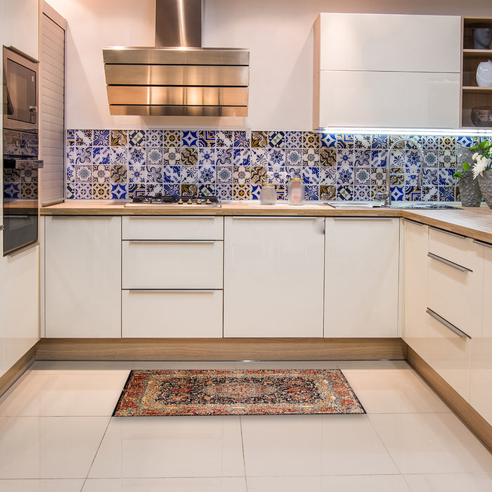 Traditional Light Copper Gold Persian Rug in a Kitchen, tr213