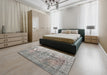 Traditional Pale Silver Gray Persian Rug in a Bedroom, tr2141