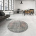 Round Traditional Pale Silver Gray Persian Rug in a Office, tr2141