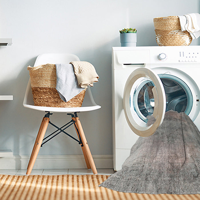 Machine Washable Traditional Pale Silver Gray Rug in a Washing Machine, wshtr2141