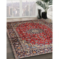 Traditional Saffron Red Medallion Rug, tr2143