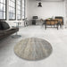 Round Machine Washable Traditional Sage Green Rug in a Office, wshtr2144