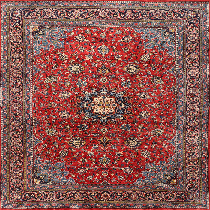 Square Traditional Dark Almond Brown Medallion Rug, tr2146