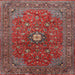 Square Traditional Dark Almond Brown Medallion Rug, tr2146