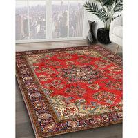 Traditional Orange Salmon Pink Medallion Rug, tr2149