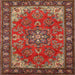 Square Traditional Orange Salmon Pink Medallion Rug, tr2149