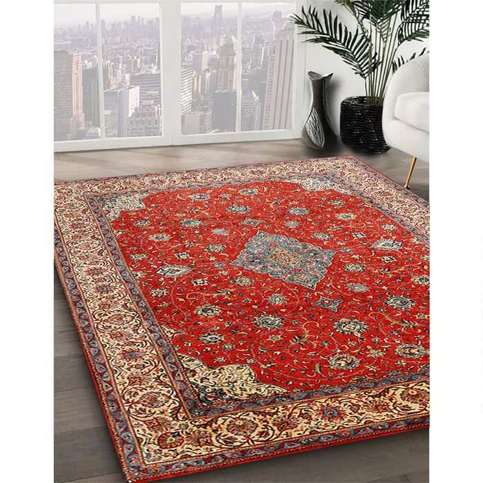 Traditional Red Medallion Rug in Family Room, tr214