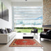 Square Traditional Red Medallion Rug in a Living Room, tr214