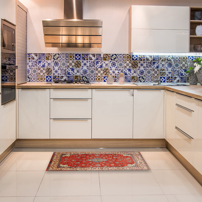 Traditional Red Medallion Rug in a Kitchen, tr214