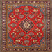 Round Machine Washable Traditional Dark Almond Brown Rug, wshtr2150