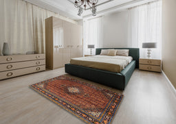 Traditional Deep Red Persian Rug in a Bedroom, tr2151