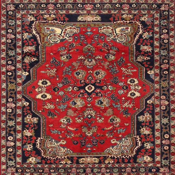 Square Traditional Dark Almond Brown Persian Rug, tr2152