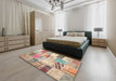 Traditional Rust Pink Patchwork Rug in a Bedroom, tr2155