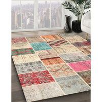 Traditional Rust Pink Patchwork Rug, tr2155