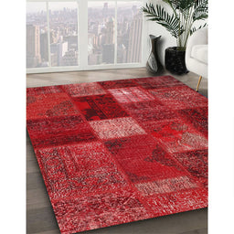Traditional Red Patchwork Rug in Family Room, tr2156