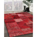 Traditional Red Patchwork Rug in Family Room, tr2156