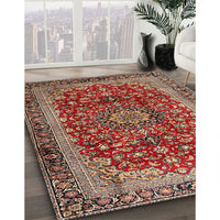 Traditional Saffron Red Medallion Rug, tr2157