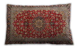 Traditional Classic Rectangular Saffron Red Lumbar Throw Pillow, 13 inch by 19 inch, lbtr2157