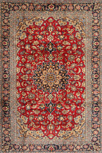 Machine Washable Traditional Saffron Red Rug, wshtr2157