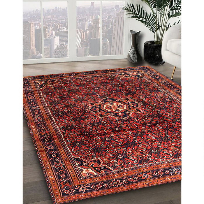 Traditional Cherry Red Persian Rug in Family Room, tr2158