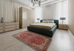 Traditional Saffron Red Medallion Rug in a Bedroom, tr2160