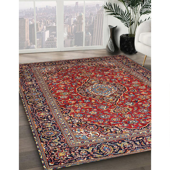 Machine Washable Traditional Saffron Red Rug in a Family Room, wshtr2161