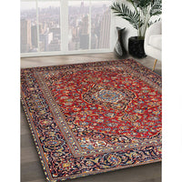 Traditional Saffron Red Medallion Rug, tr2161