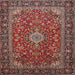 Square Traditional Saffron Red Medallion Rug, tr2161