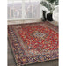 Traditional Saffron Red Medallion Rug in Family Room, tr2161