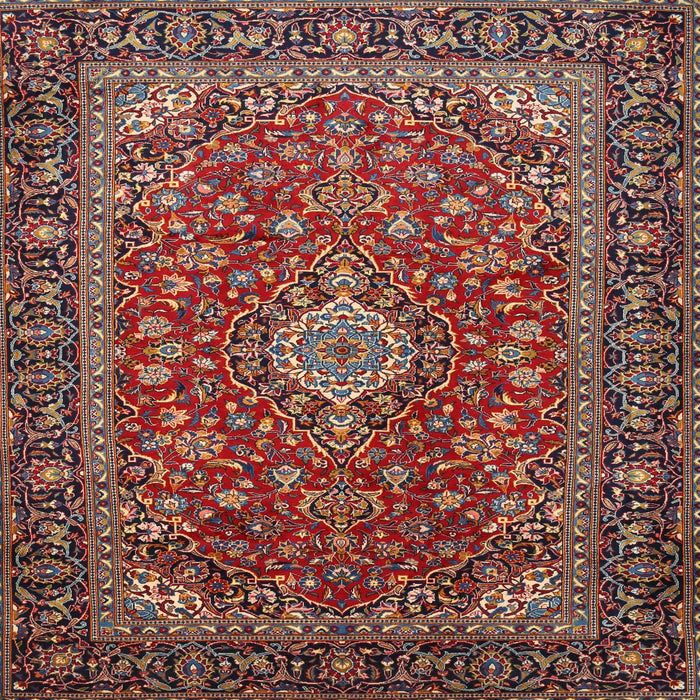 Round Machine Washable Traditional Saffron Red Rug, wshtr2161