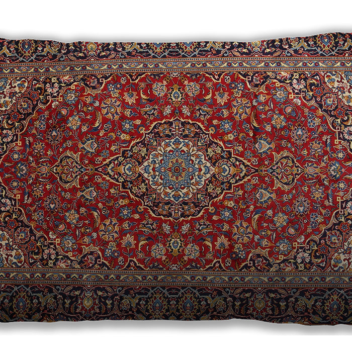 Traditional Classic Rectangular Saffron Red Lumbar Throw Pillow, 13 inch by 19 inch, lbtr2161