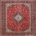 Square Traditional Orange Salmon Pink Medallion Rug, tr2162