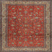 Round Machine Washable Traditional Dark Almond Brown Rug, wshtr2164