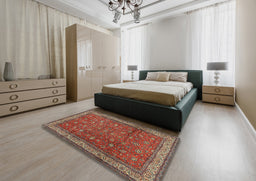 Traditional Dark Almond Brown Persian Rug in a Bedroom, tr2164