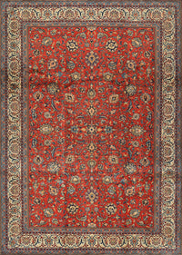 Machine Washable Traditional Dark Almond Brown Rug, wshtr2164