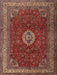 Machine Washable Traditional Orange Salmon Pink Rug, wshtr2165