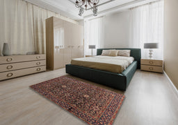 Traditional Dark Almond Brown Persian Rug in a Bedroom, tr2166