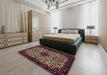 Machine Washable Traditional Deep Red Rug in a Bedroom, wshtr2168