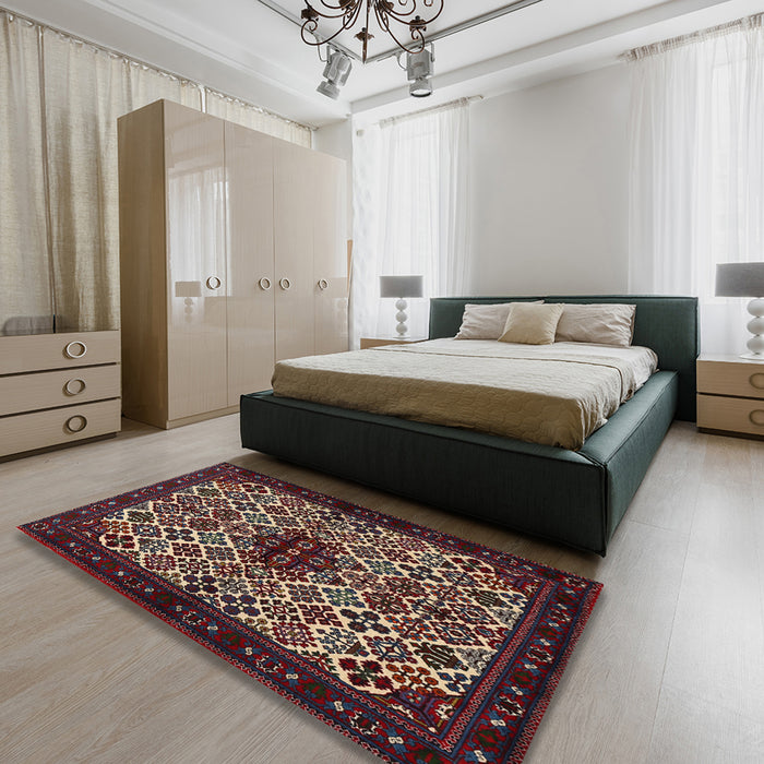 Traditional Deep Red Persian Rug in a Bedroom, tr2168