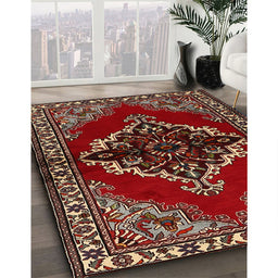 Machine Washable Traditional Tomato Red Rug in a Family Room, wshtr2169