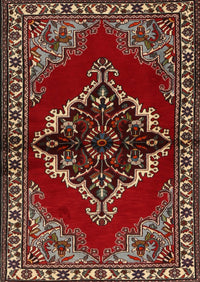 Machine Washable Traditional Tomato Red Rug, wshtr2169