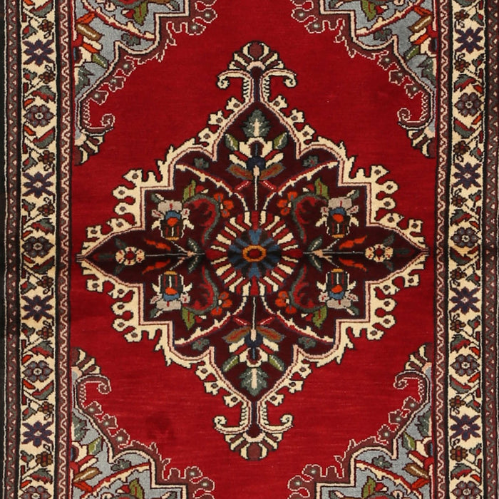 Machine Washable Traditional Tomato Red Rug, wshtr2169