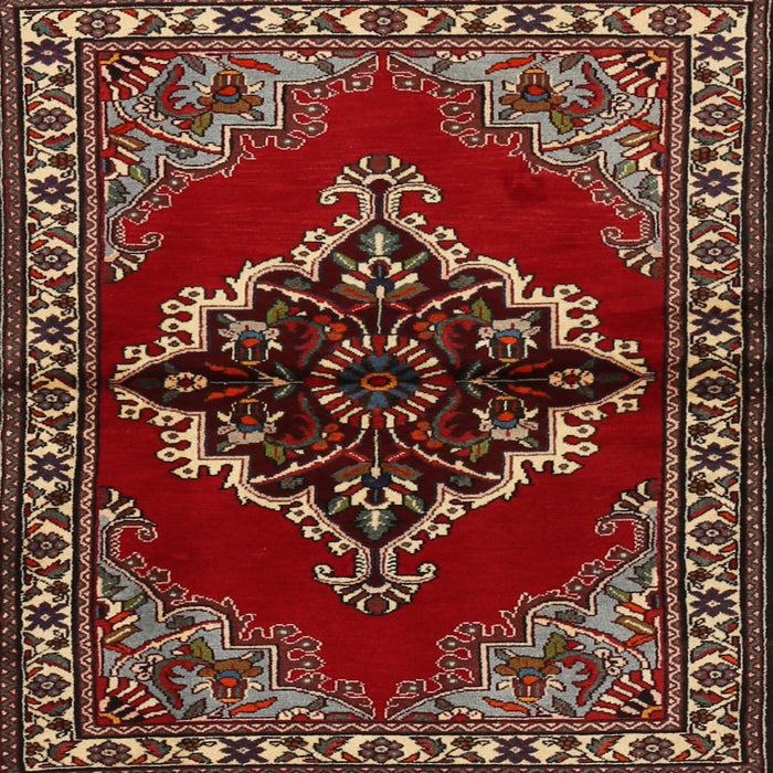 Round Machine Washable Traditional Tomato Red Rug, wshtr2169