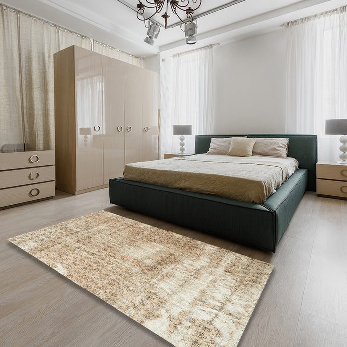 Machine Washable Traditional Brown Rug in a Bedroom, wshtr216